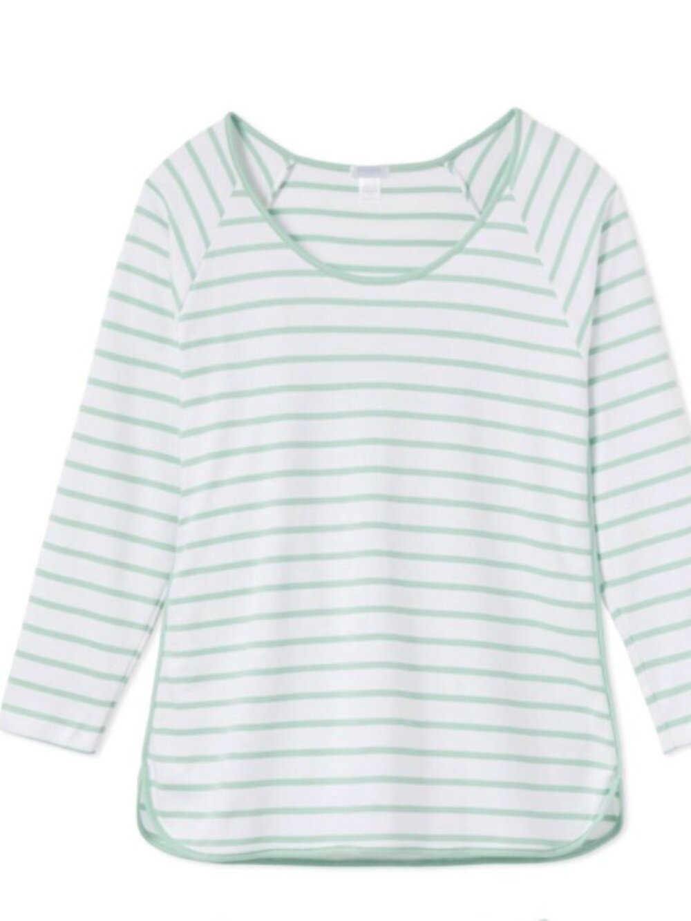 Lake Pajamas Pima Cotton Stripe Pajama Top Sage Green - just the top